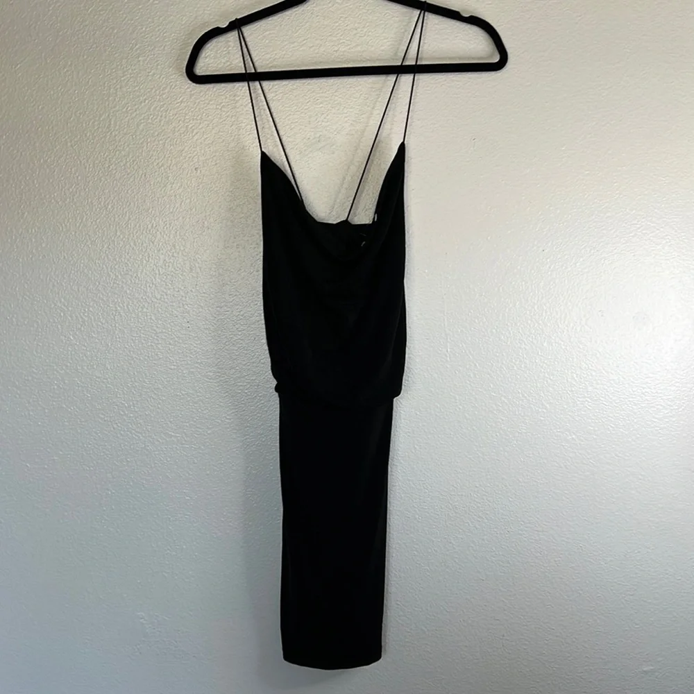 NWT Almost Famous Stretchy Strappy Mini Black Dress XS - Picture 2 of 7